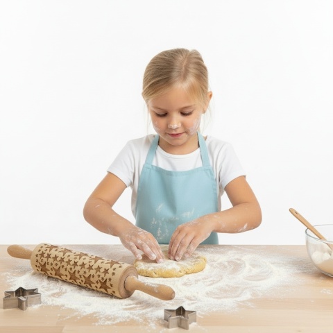 Wałek Świąteczny Wzór Gwiazdki Drewniane Wałki Do Ciasteczek Pierników