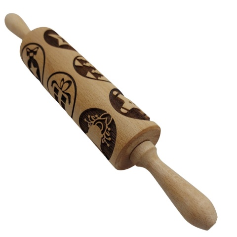 Wałek z Wzorami Świątecznymi Do Ciastek Obrotowy Drewniany Boże Narodzenie