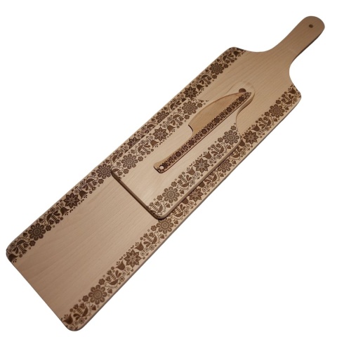 Zestaw Desek Do Serwowania Długa Deska 65cm z Grawerem w Stylu Folklor