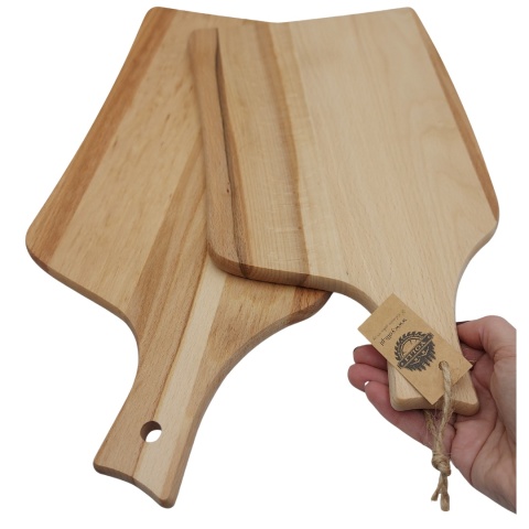 Zestaw Dwóch Desek do Krojenia z Bukowego Drewna – Nowoczesny Kształt, Wygodna rączka