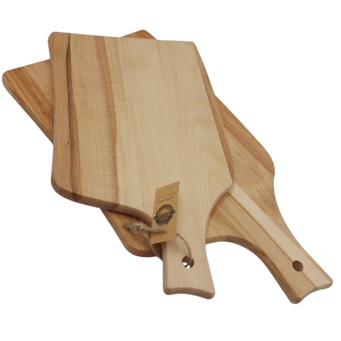 Zestaw Dwóch Desek do Krojenia z Bukowego Drewna – Nowoczesny Kształt, Wygodna rączka