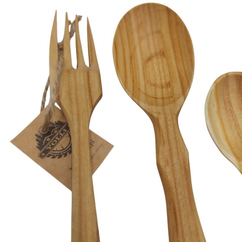Zestaw Sztućcy Drewnianych Stołowych dla Pary 6 elementów